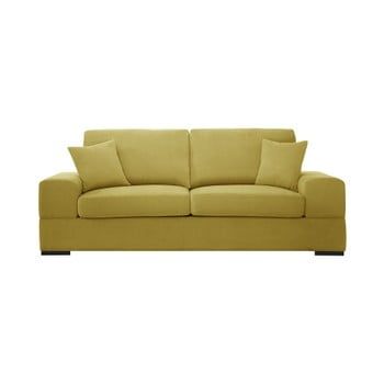 Canapea cu 3 locuri, extensibilă Jalouse Maison Dasha, galben muștar
