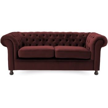 Canapea cu 3 locuri Vivonita Chesterfield, roșu bordo