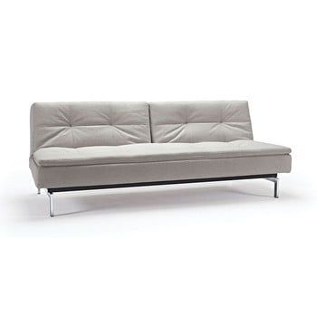 Canapea extensibilă cu bază metalică Innovation Dublexo Mixed Dance Natural, 92 x 210 cm, crem