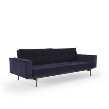 Canapea extensibilă cu cotiere Innovation Splitback Velvet Dark Blue, albastru închis
