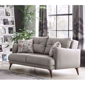 Canapea extensibila tapitata cu stofa, 2 locuri Sante Grej, l162xA96xH82 cm la reducere Canapea extensibila tapitata cu stofa, 2 locuri Sante Grej, l162xA96xH82 cm la reducere