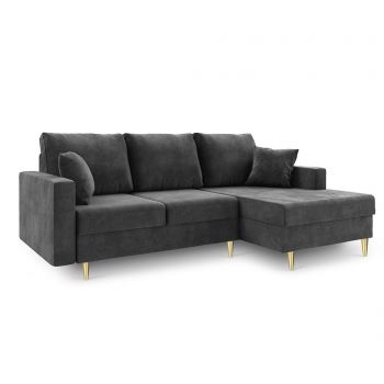 Coltar extensibil dreapta Muguet Dark Grey - Mazzini Sofas, Gri & Argintiu