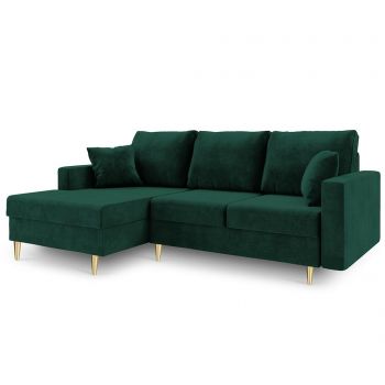 Coltar extensibil stanga Muguet Bottle Green - Mazzini Sofas, Verde