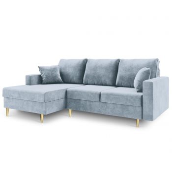 Coltar extensibil stanga Muguet Light Blue - Mazzini Sofas, Albastru