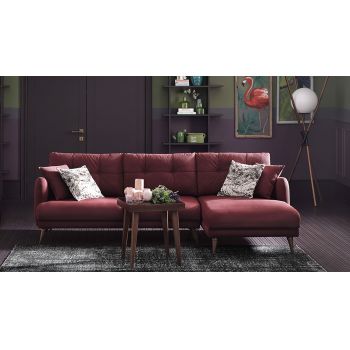 Coltar extensibil tapitat cu stofa, cu sezlong pe dreapta Sante Burgundy, l250xA155xH75 cm