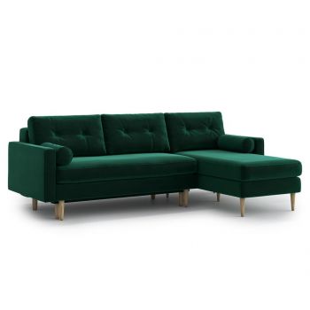 Coltar reversibil extensibil Optisofa, Esme Bottle Green, 234x158x85 cm - Optisofa, Verde