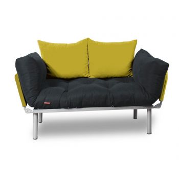 Sofa extensibila Minderim, Relax Smoked Yellow, gri fumuriu/galben - Minderim, Gri & Argintiu