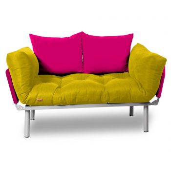 Sofa extensibila Sera Tekstil, Relax Yellow Pink - SERA TEKSTIL, Galben & Auriu