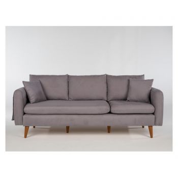 Canapea 3 locuri Grey - Unique Design, Gri & Argintiu