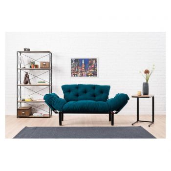 Canapea extensibila cu 2 locuri Futon, Nitta Petrol Blue, 155x73x85 cm - FUTON, Albastru