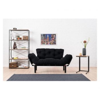 Canapea extensibila cu 2 locuri Nitta Black - FUTON, Negru