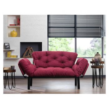 Canapea extensibila cu 2 locuri Futon, Nitta Dark Red, rosu inchis, 155x73x85 cm - FUTON, Rosu