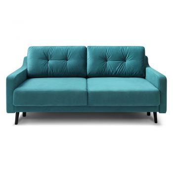 Canapea extensibilă cu 3 locuri, catifea Bobochic Paris Torp, albastru turcoaz