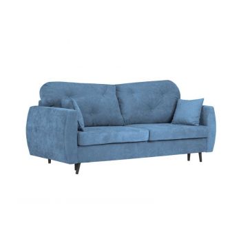 Canapea extensibilă cu spațiu de depozitare Bluzz, 3 locuri, albastru, 231x98x100 cm