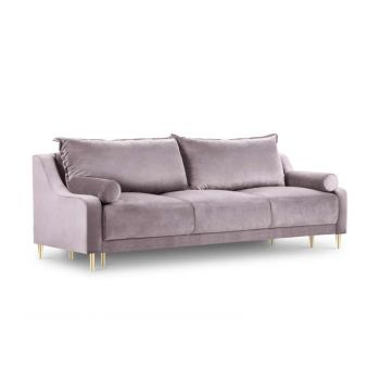 Canapea extensibilă cu spațiu de depozitare Lea, 3 locuri, lila, 215x94x90 cm Canapea extensibilă cu spațiu de depozitare Lea, 3 locuri, lila, 215x94x90 cm