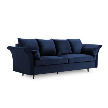 Canapea extensibilă cu spațiu de depozitare Lola, 3 locuri, albastru, 245x95x98 cm