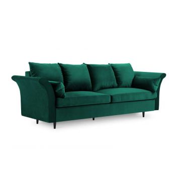 Canapea extensibilă cu spațiu de depozitare Lola, 3 locuri, verde, 245x95x98 cm
