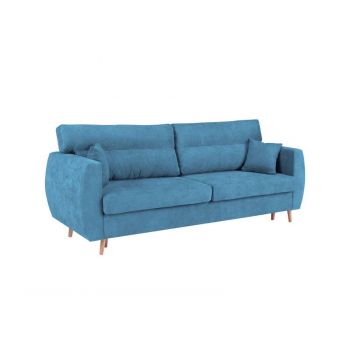 Canapea extensibilă cu spațiu de depozitare Sydney, 3 locuri, albastru, 231x98x95 cm