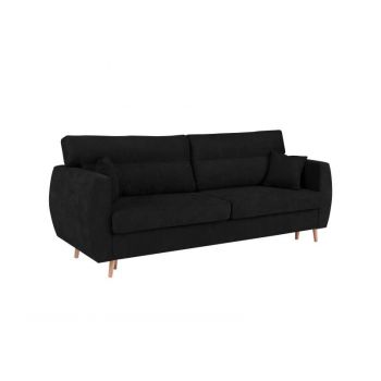 Canapea extensibilă cu spațiu de depozitare Sydney, 3 locuri, negru, 231x98x95 cm