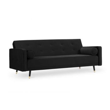 Canapea extensibilă Gia, 3 locuri, negru, 212x93x89 cm