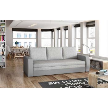 Canapea extensibilă Inversa Grey, 89x83x220 cm, spuma/ lemn/ poliester/ plastic/ pvc, gri