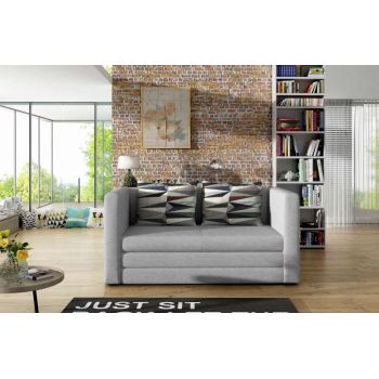 Canapea extensibilă Neva Grey, 65x70x132 cm, spuma/ lemn/ poliester/ plastic, gri