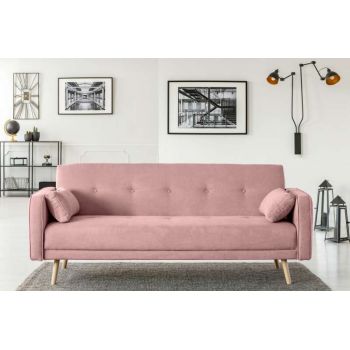 Canapea extensibilă Stuttgart, 3 locuri, roz deschis, 212x93x85 cm