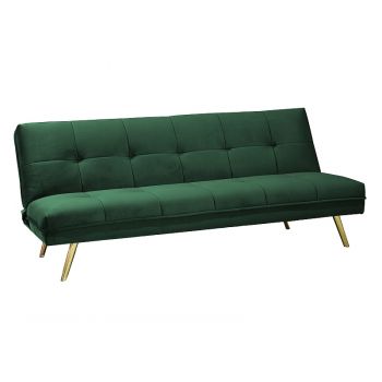 Canapea extensibila tapitata cu stofa, 3 locuri Moritz Velvet Verde / Auriu, l181xA88xH80 cm