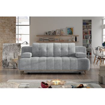 Canapea Hey Magnum 10 Extensibila cu Arcuri Ondulate si Spuma Poliuretanica N30/T-24, 3 Locuri, Suprafata de Dormit 201x144 cm, tapitata cu Stofa, cu Lada de Depozitare, Perne Incluse, l206xA102xH87 cm