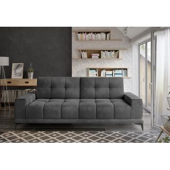 Canapea Miba Palladium 16 Extensibila cu Arcuri Ondulate si Spuma Poliuretanica N30/T-21, 3 Locuri, Suprafata de Dormit 200x150 cm, tapitata cu Stofa Water Repellent, cu Lada de Depozitare, Perne Incluse, l248xA104xH91 cm