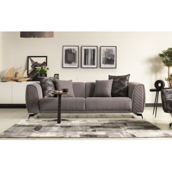 Canapea tapitata cu stofa, 3 locuri, cu functie sleep pentru 1 persoana Platin Gri K1, l238xA100xH72 cm