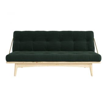 Canapea variabilă cu tapițerie din catifea reiată Karup Design Folk Raw/Dark Green