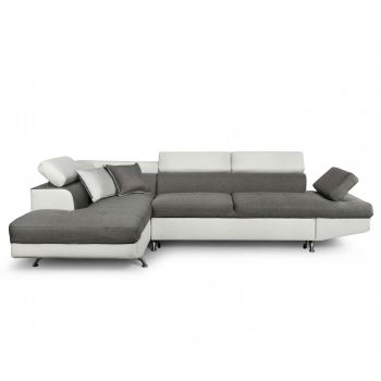 Coltar extensibil stanga Kult, Rio Keaton Dark Grey and White, gri inchis/alb, 297x206x79 cm - Kult, Gri & Argintiu