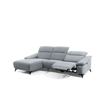 Coltar Gapar Fix cu Arcuri Ondulate si Spuma Poliuretanica, Sezlong pe Stanga, Mecanism Electric Relax, Tetiere Reglabile, l290xA170xH84-105 cm