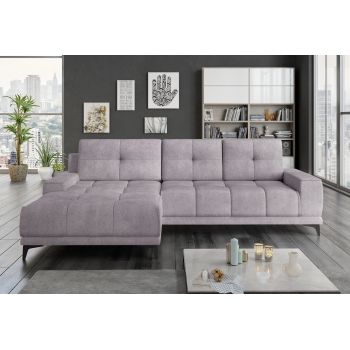 Coltar Miba Salvador 13 Extensibil cu Arcuri Ondulate si Spuma Poliuretanica N30/T-21, Sezlong pe Stanga, Suprafata de Dormit 235x134 cm, tapitat cu Stofa Water Repellent, cu Lada de Depozitare, Perne Incluse, l288xA193xH91 cm