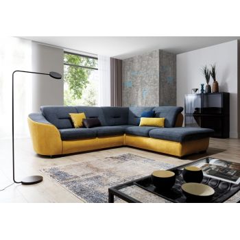 Coltar Vastolo L Extensibil cu Arcuri Ondulate si Spuma Poliuretanica, Sezlong pe Dreapta, Suprafata de Dormit 200x131 cm, cu Lada si Sertar de Depozitare, l280xA225xH90 cm