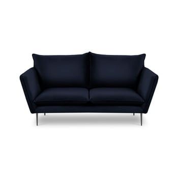 Canapea cu 2 locuri din catifea Mazzini Sofas Acacia, lungime 175 cm, albastru închis