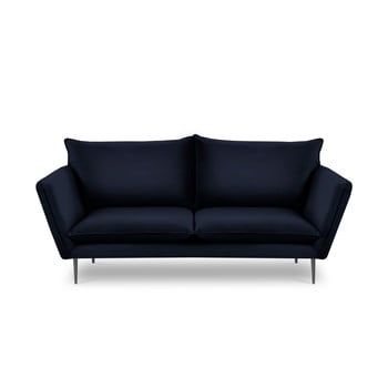 Canapea cu 3 locuri din catifea Mazzini Sofas Acacia, lungime 205 cm, albastru închis