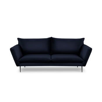 Canapea cu 4 locuri din catifea Mazzini Sofas Acacia, lungime 225 cm, albastru închis