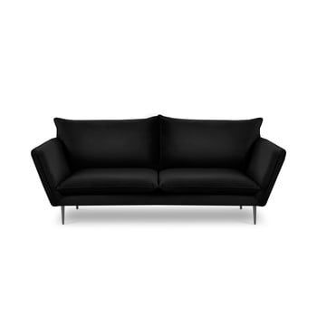Canapea cu 4 locuri din catifea Mazzini Sofas Acacia, lungime 225 cm, negru