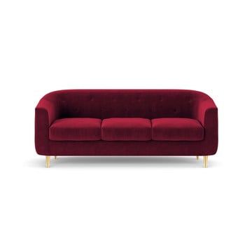 Canapea cu tapițerie din catifea Kooko Home Corde, 175 cm, roșu