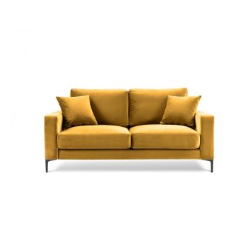 Canapea cu tapițerie din catifea Kooko Home Harmony, 158 cm, galben