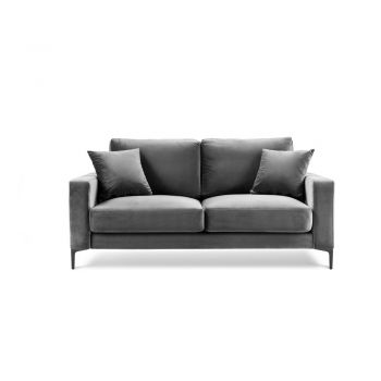 Canapea cu tapițerie din catifea Kooko Home Harmony, 158 cm, gri