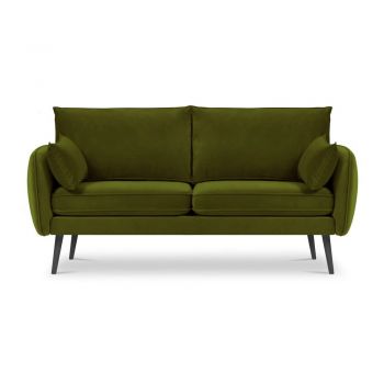 Canapea cu tapițerie din catifea Kooko Home Lento, 158 cm, verde