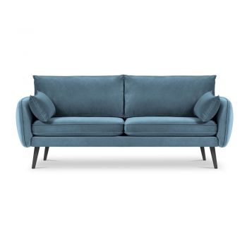 Canapea cu tapițerie din catifea Kooko Home Lento, 198 cm, albastru deschis