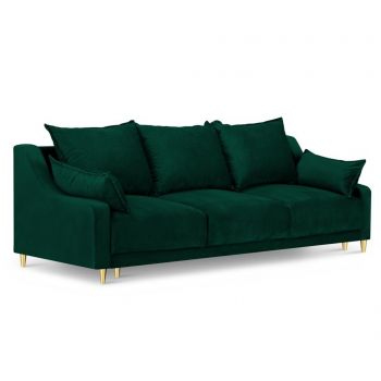 Canapea extensibila 3 locuri Mazzini Sofas, Pansy Bottle Green, verde, 215x94x90 cm - Mazzini Sofas