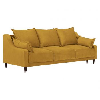 Canapea extensibila cu 3 locuri Mazzini Sofas, Freesia Yellow, 215x94x90 cm - Mazzini Sofas, Galben & Auriu