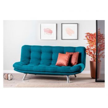 Canapea extensibila cu 3 locuri Futon, Marmaris Petrol Green, 200x105x95 cm - FUTON