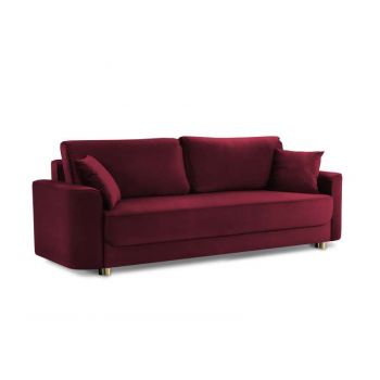 Canapea extensibilă din catifea Valerie, 88x97x240 cm, catifea/ metal/ lemn de pin/ pal/ placaj, roz