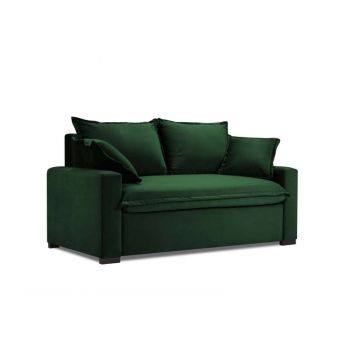 Canapea extensibilă Nila 2 locuri , 88x98x166 cm, catifea/ lemn de fag/ lemn de pin/ pal/ placaj, verde